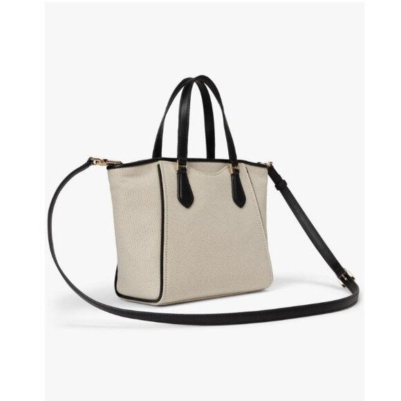 MICHAEL KORS Taryn canvas small tote crossbody bag- Natural/ Black - Picture 10 of 14